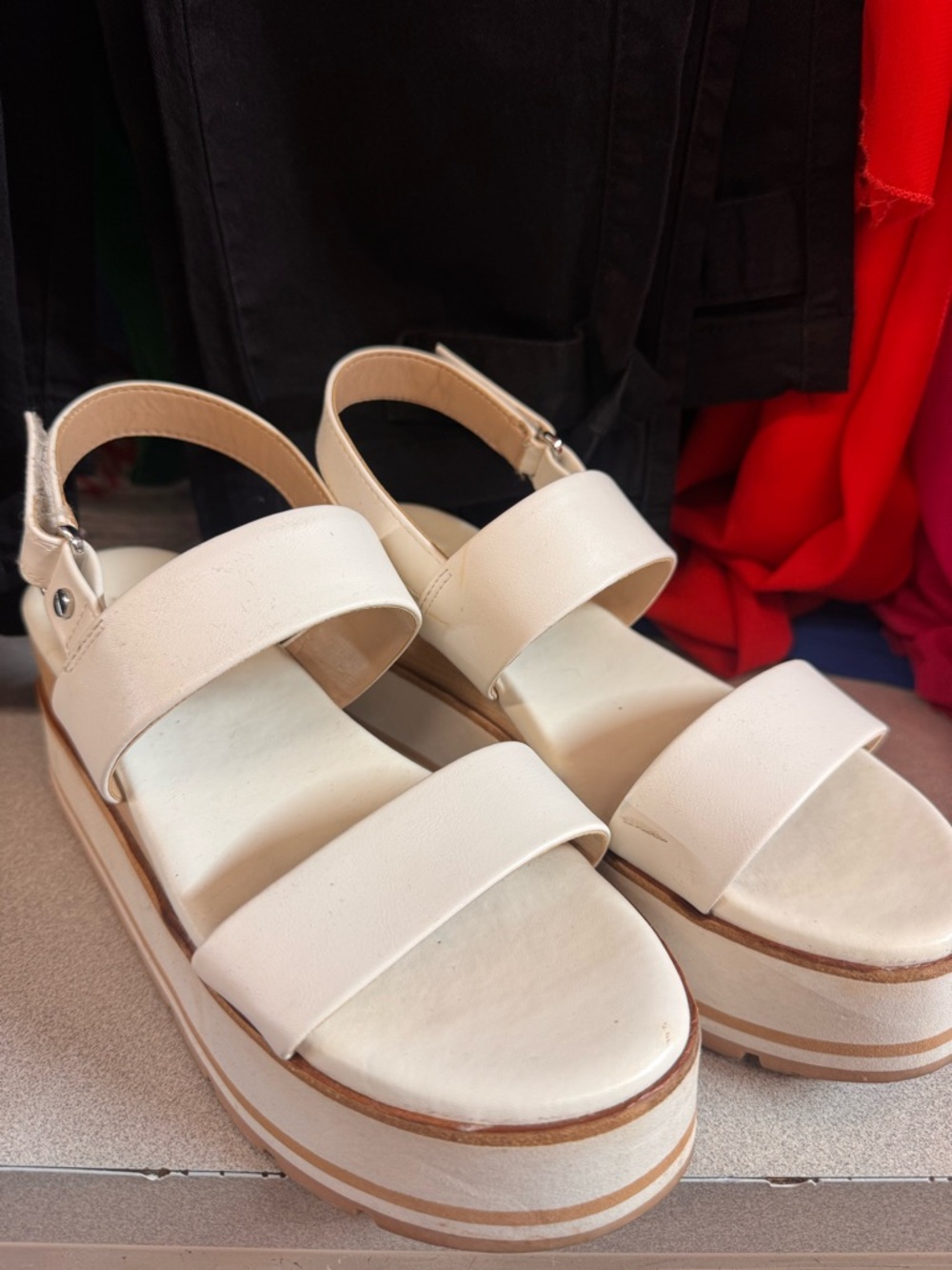 Aldo Cream Platform Slingback Sandals